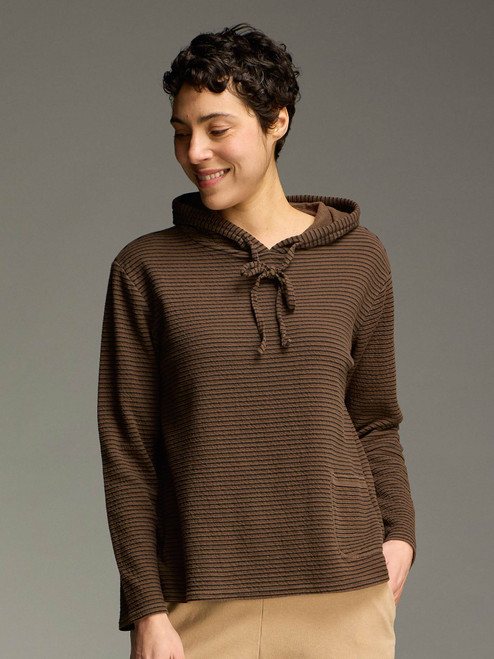 Cut Loose Black Stripe Doublecloth Aline Hoodie