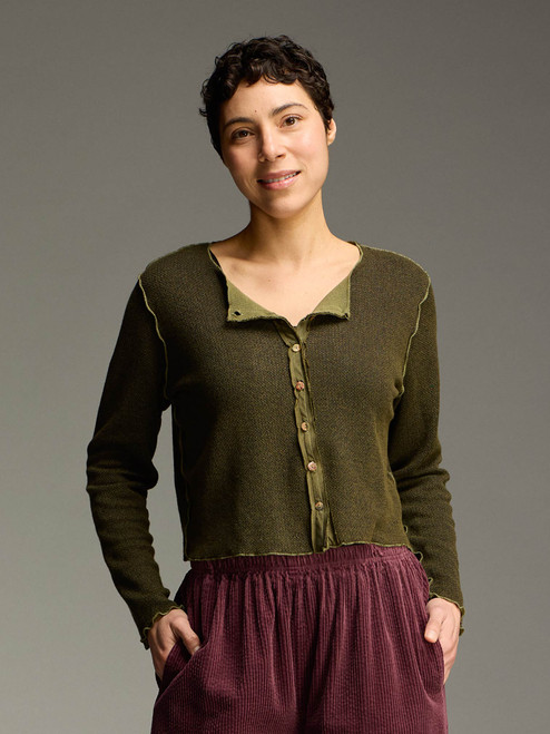 Cut Loose Marled Sweater Knit Crop Cardigan