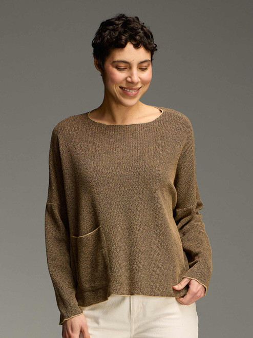 Cut Loose Marled Sweater Knit Osize Pocket Pullover