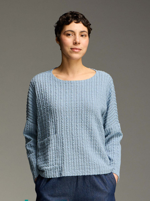 Cut Loose Textured Stripe Osize Pocket Pullover