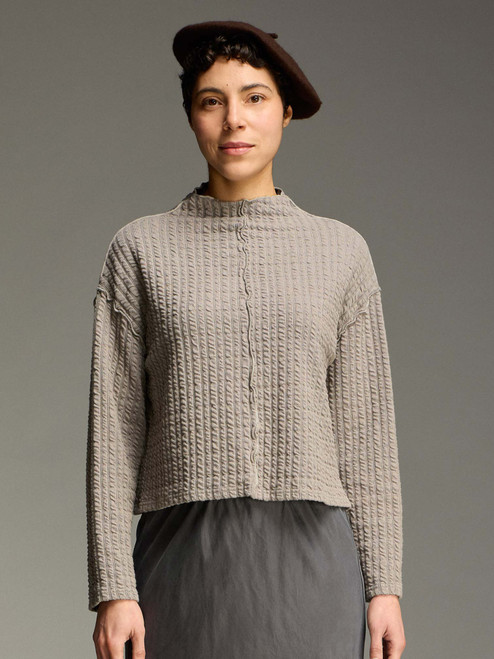 Cut Loose Textured Stripe Funnel Pullover