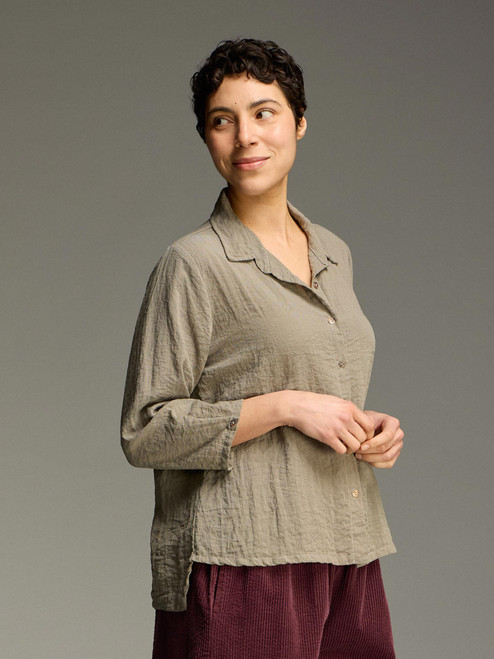 Cut Loose Fall Parachute Hi-Low Crop Shirt