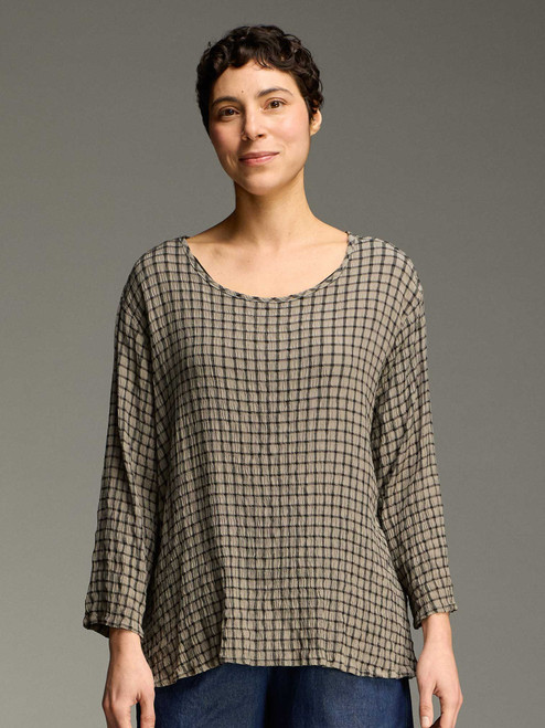 Cut Loose Crinkle Plaid A-line Top