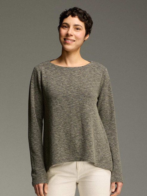 Cut Loose Crimped Fabric Wide Facing Pullover