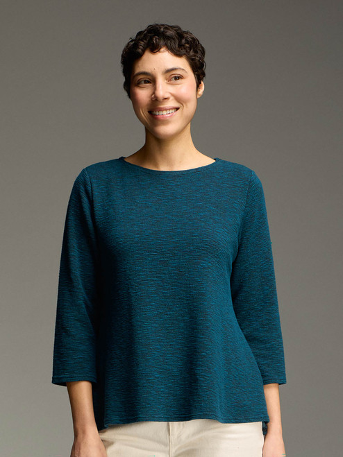 Cut Loose Crimped Fabric Boatneck Top