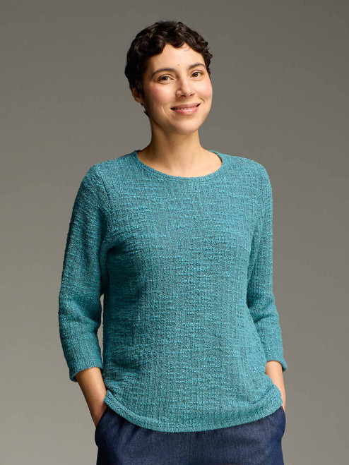 Cut Loose Texture Sweater Knit Boatneck Top