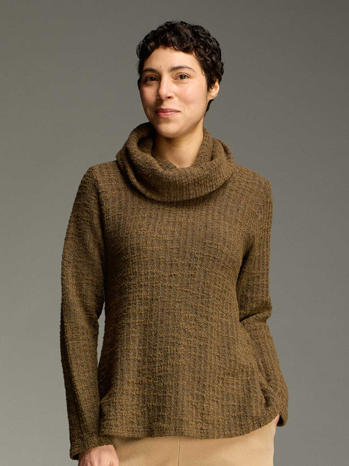 Cut Loose Texture Sweater Knit Cowl Neck Pullover