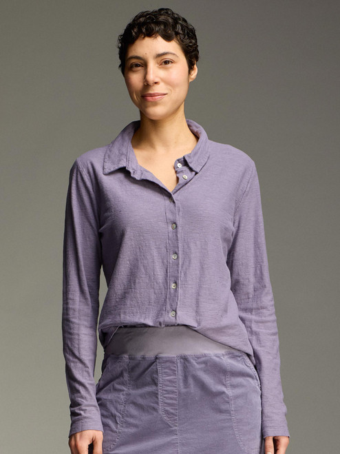 Cut Loose Linen Cotton Jersey Fitted Shirt