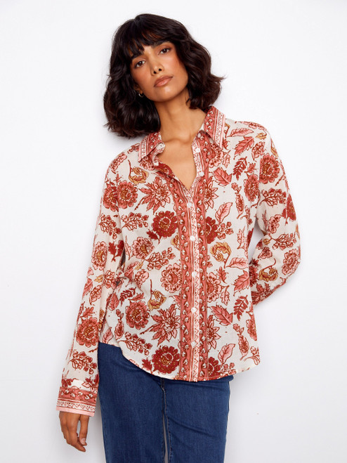Charlie B Florelle Border Cotton Shirt