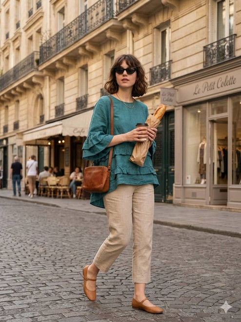 Linen & Cotton House Ruffle Blouse