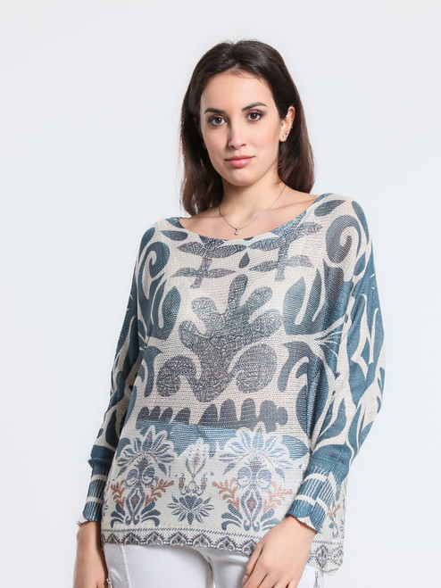 TINA Stephens Azure Batwing Sweater