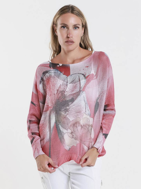 TINA Stephens Flower Batwing Sweater