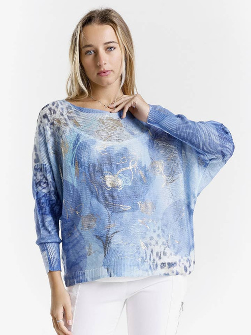 TINA Stephens Circle Flower Batwing Sweater