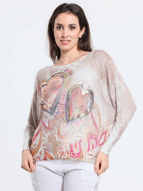 TINA Stephens Heart Batwing Sweater