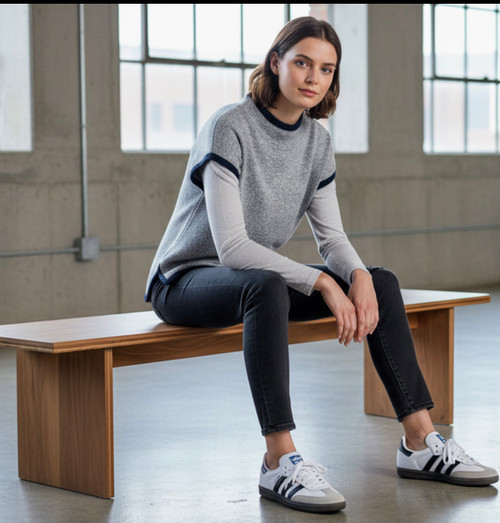 Nally & Millie Navy Trim Top