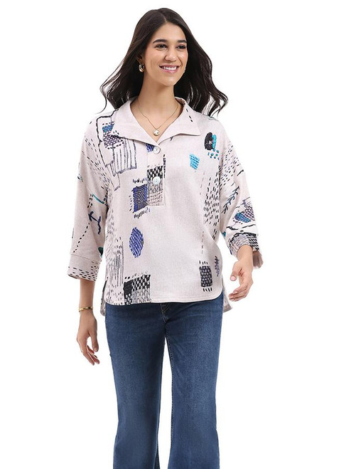 Parsley & Sage Stitch French Terry Henley Top