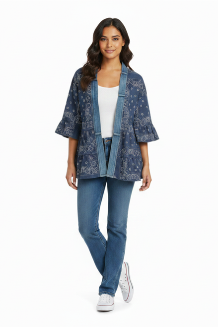 Shannon Passero Navy Bandana Open Cardigan