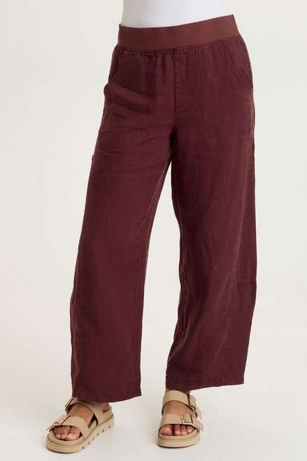 XCVI Raisin Linen Barrel Pants