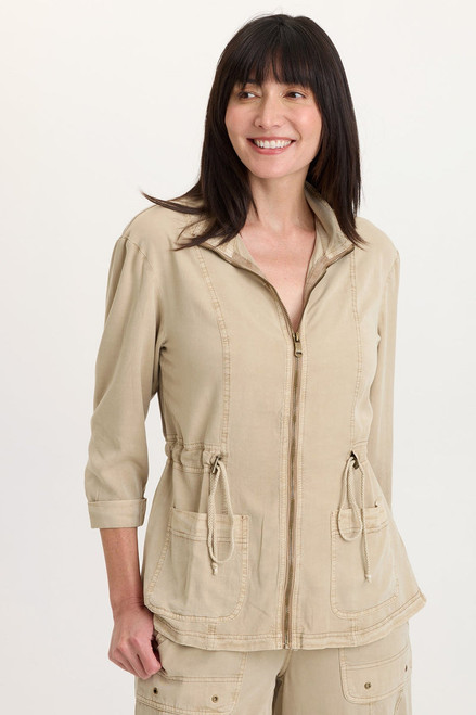 XCVI Taupe Twill Cinchable Jacket