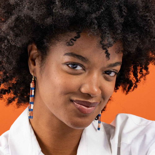 Ink + Alloy Check Petite Beaded Fringe Earrings