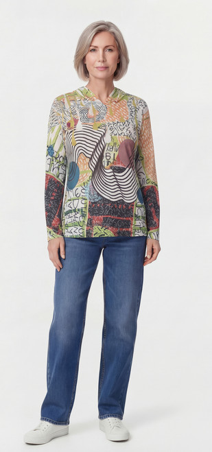 Inoah Neon Scribbles Mesh Hoodie Top