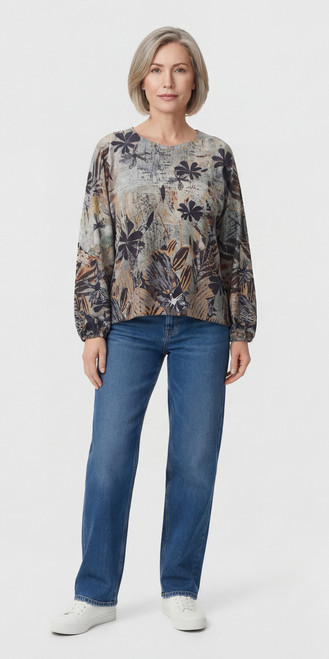 Inoah Midnight Bloom Silver Lightweight Top