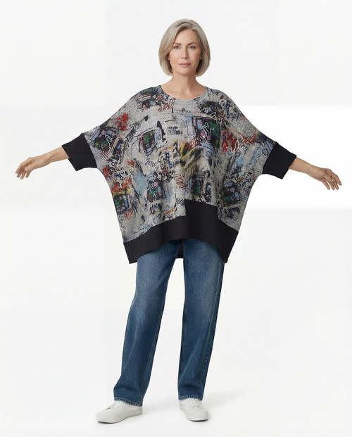 Inoah Artsy Fancy One-Size Silver Lightweight Top