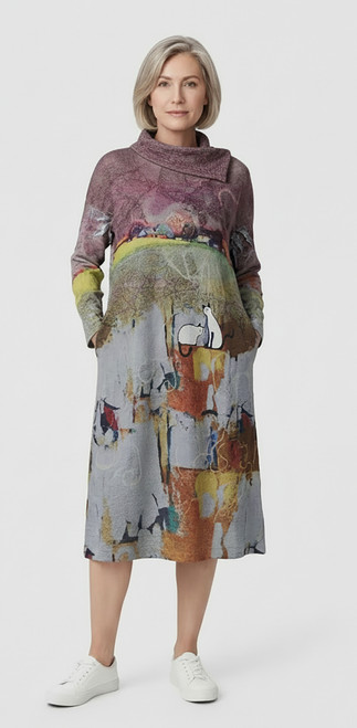 Inoah Putfect Afternoon Grey Textured Dress