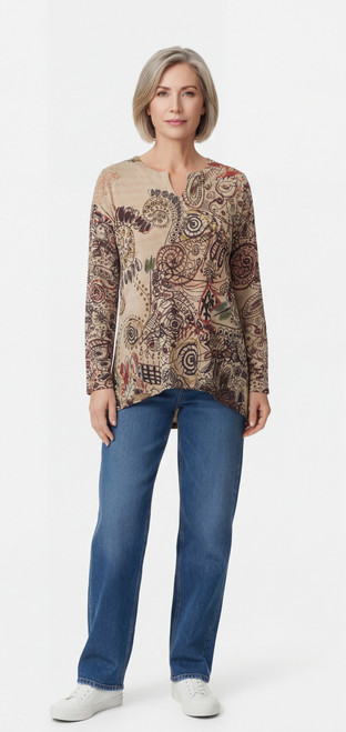 Inoah Moon Shells Mocha Lightweight Top