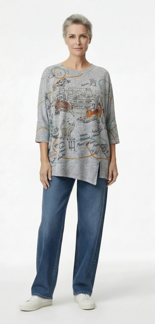 Inoah Purr-fect Season OS Grey Knit Top
