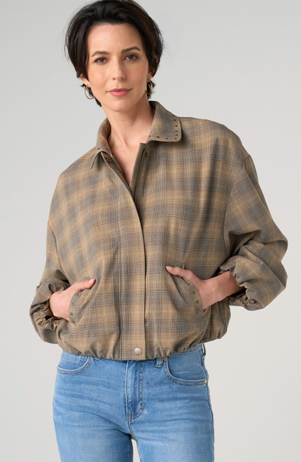 Liverpool Oak Ombre Plaid Bubble Hem Jacket