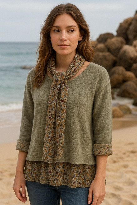 Linen Cotton House Vintage Tunic with Scarf