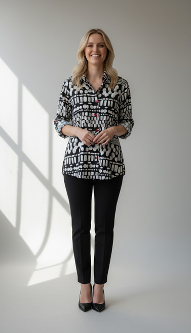 Shana Abstract Block Print Shirt   