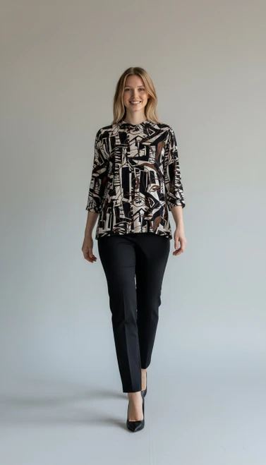 Shana Brown Abstract Cowl Top 