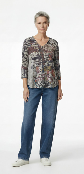 Inoah Secret Location Grey Knit Top