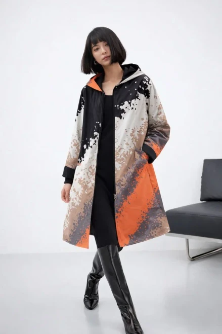Winding River Orange & Grey Terracotta Reversible Rain Coat