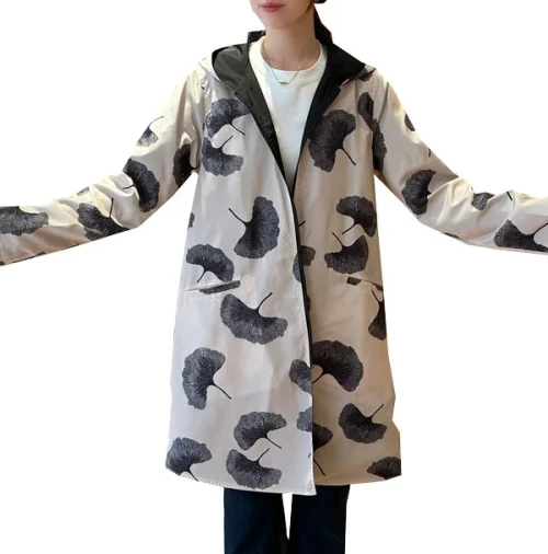 Winding River Black & Cream Gingko Reversible Raincoat