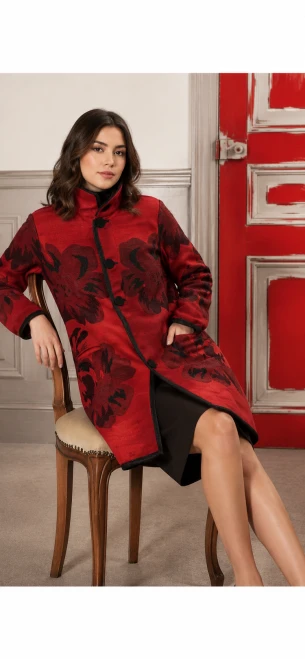 Winding River Red & Black Rose Reversible Coat