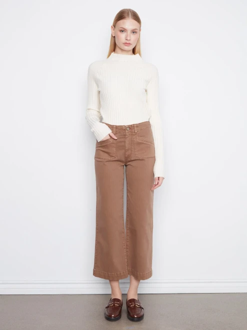 Charlie B Truffle Stretch Cotton Crop Pant