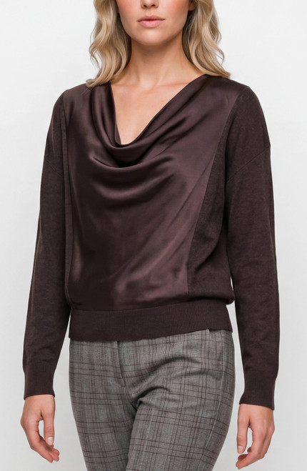  Liverpool Java Mélange Drape Neck Sweater