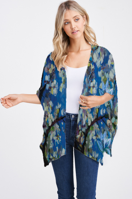 Et' Lois Blue Zen Garden Open Wrap Shawl