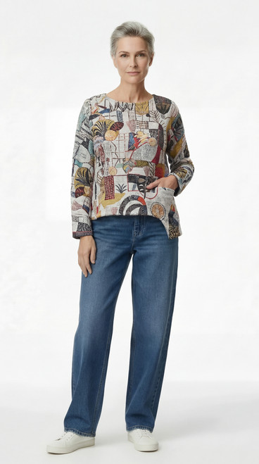 Inoah Golden Woods Uneven Hem Top