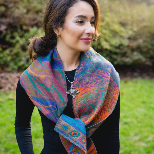 In Style Turquoise Merino Wool Scarf
