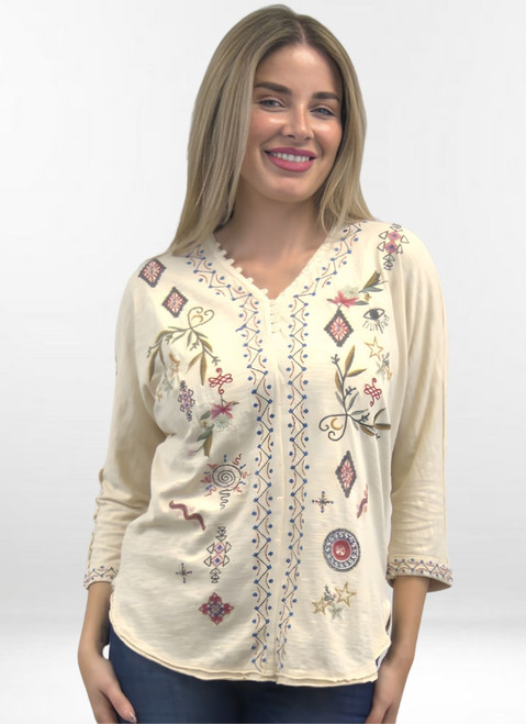 Caite Birch Cotton Embroidered Top