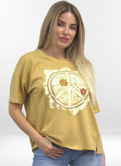 Kyla Seo Goldenrod Peace Embroidered Top 