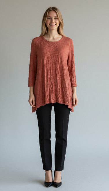Shana Rust Crinkle Swing Top