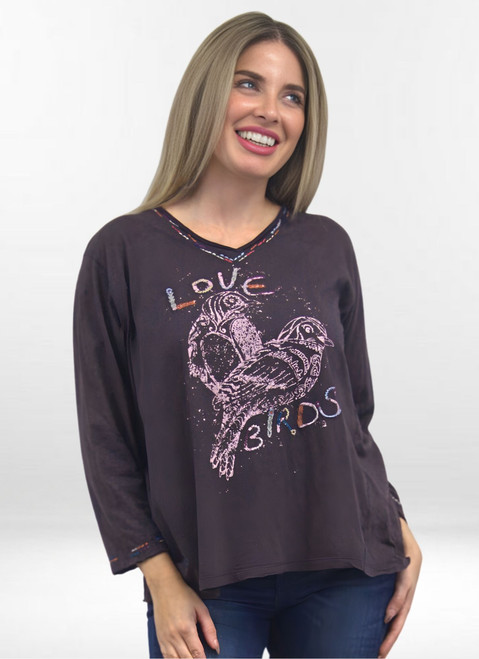 Kyla Seo Cotton Love Birds Embroidered Top