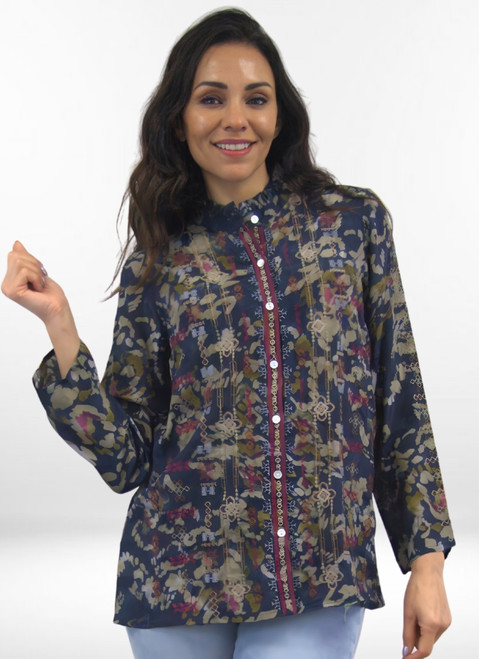 Kyla Seo Charcoal Embroidered Blouse