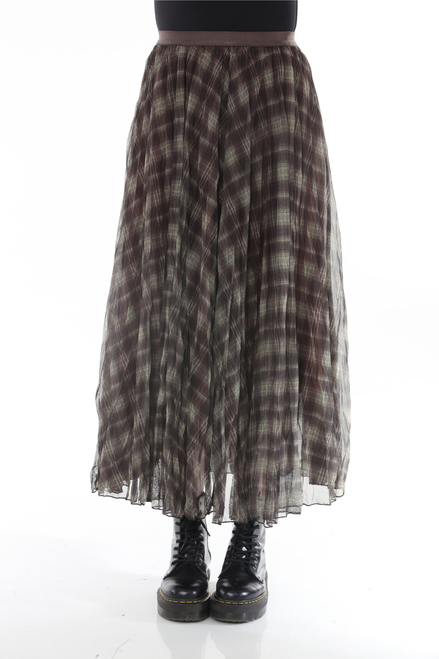 Terra Olive Plaid Sheer Skirt