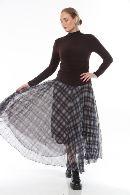 Terra Blue Plaid Sheer Skirt